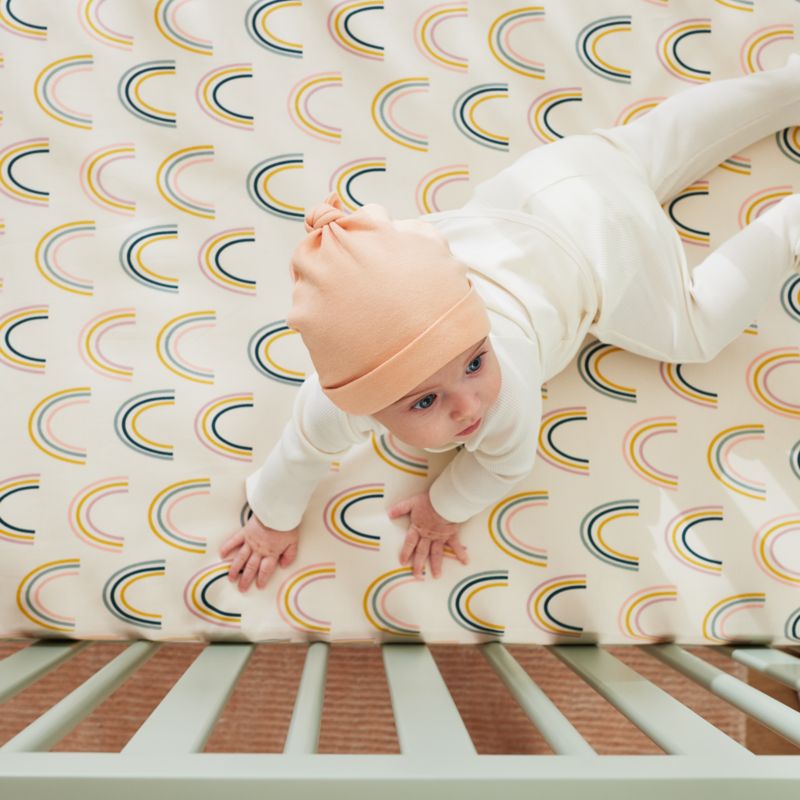 Drap-housse pour berceau Baby Stay Cool Asha Rainbow 100 % coton biologique