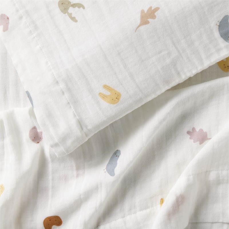 Ensemble de draps en coton biologique ultra-doux pour enfants, motif animaux de la forêt