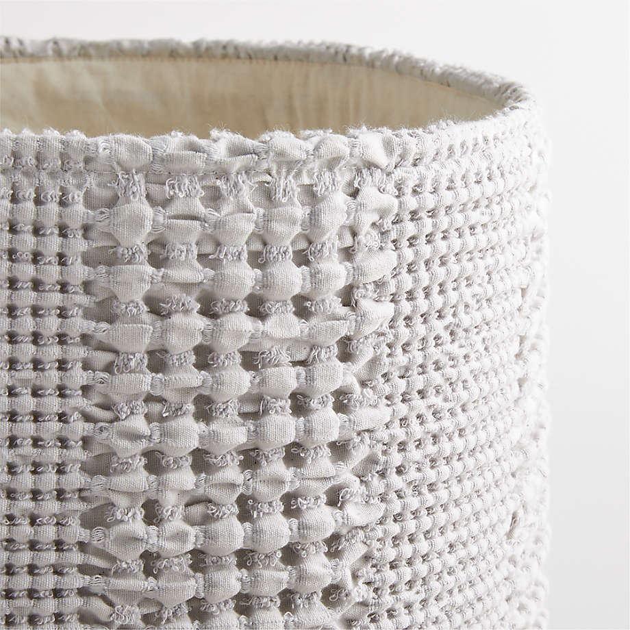 Poubelle de sol pour enfants Nella en coton gaufré avec poignées