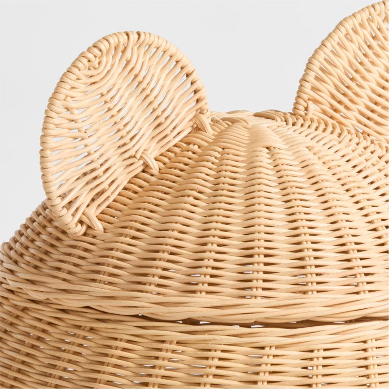 Panier de rangement de sol en osier pour enfants en forme d'ours