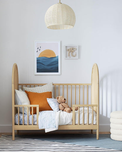 Barrière de lit pour tout-petit Baby Canyon en bois naturel à fuseaux