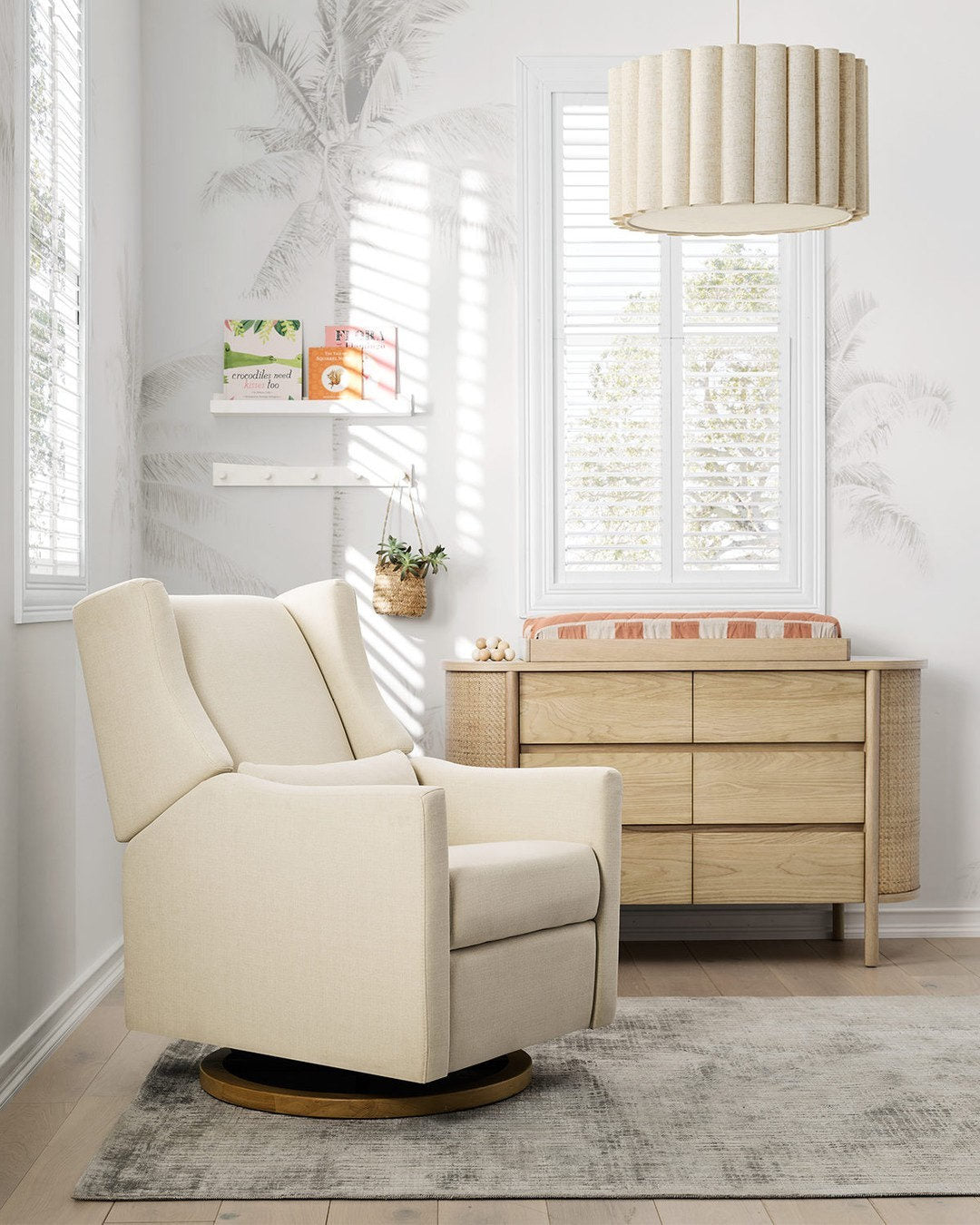 Applique murale à brancher Emme en lin plissé pour enfants