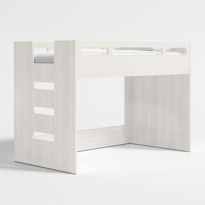 Lit mezzanine bas en bois verni pour enfants avec échelle à gauche