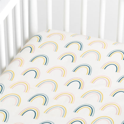 Drap-housse pour berceau Baby Stay Cool Asha Rainbow 100 % coton biologique