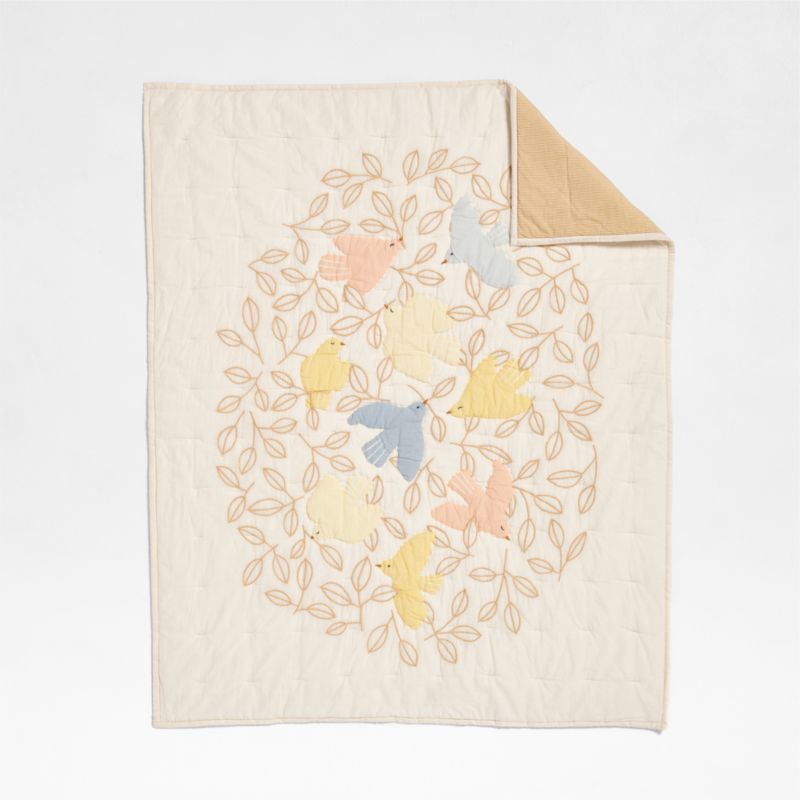 Couverture de berceau en coton biologique Baby Birdie Blossoms