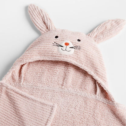 Serviette bébé à capuche en coton biologique avec motif lapin pour enfants