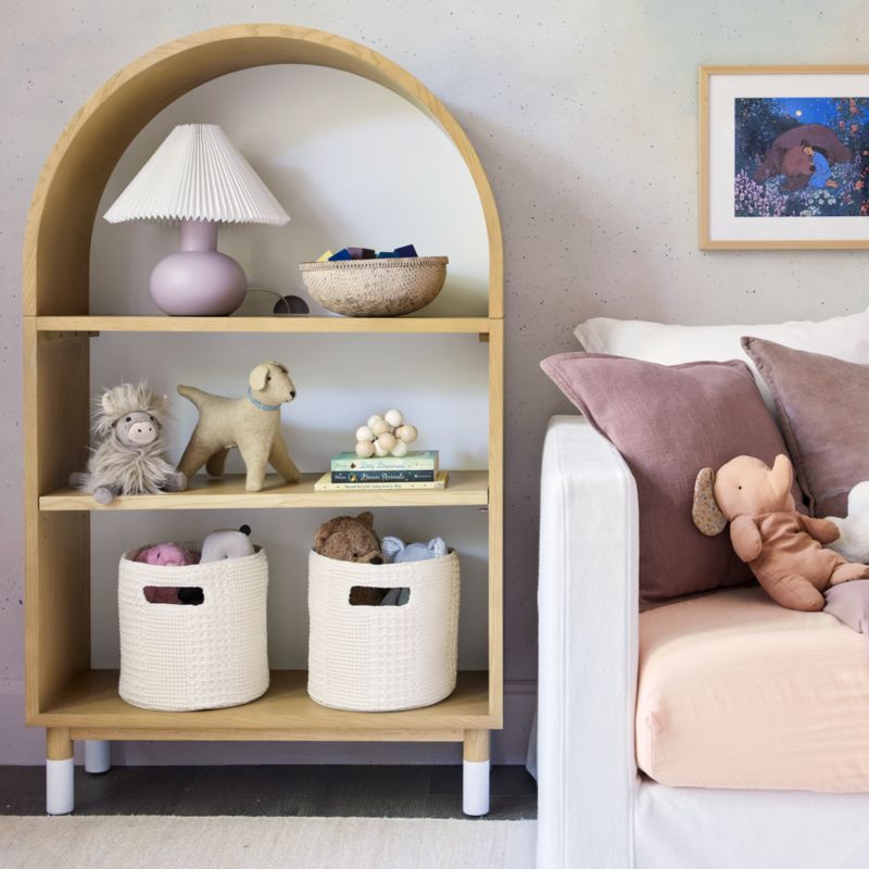 Panier de rangement pour enfants Nella en coton tissé gaufré avec poignées