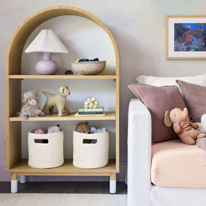 Panier de rangement pour enfants Nella en coton tissé gaufré avec poignées