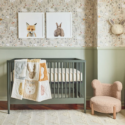 Couverture de berceau en coton biologique à motifs d'animaux de la forêt