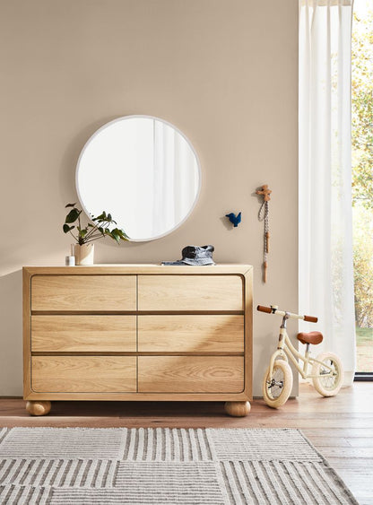 Miroir mural rond en bois Kids Finn
