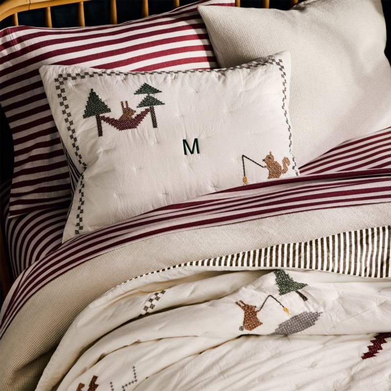 Ensemble de draps en coton biologique à rayures groseilles pour enfants