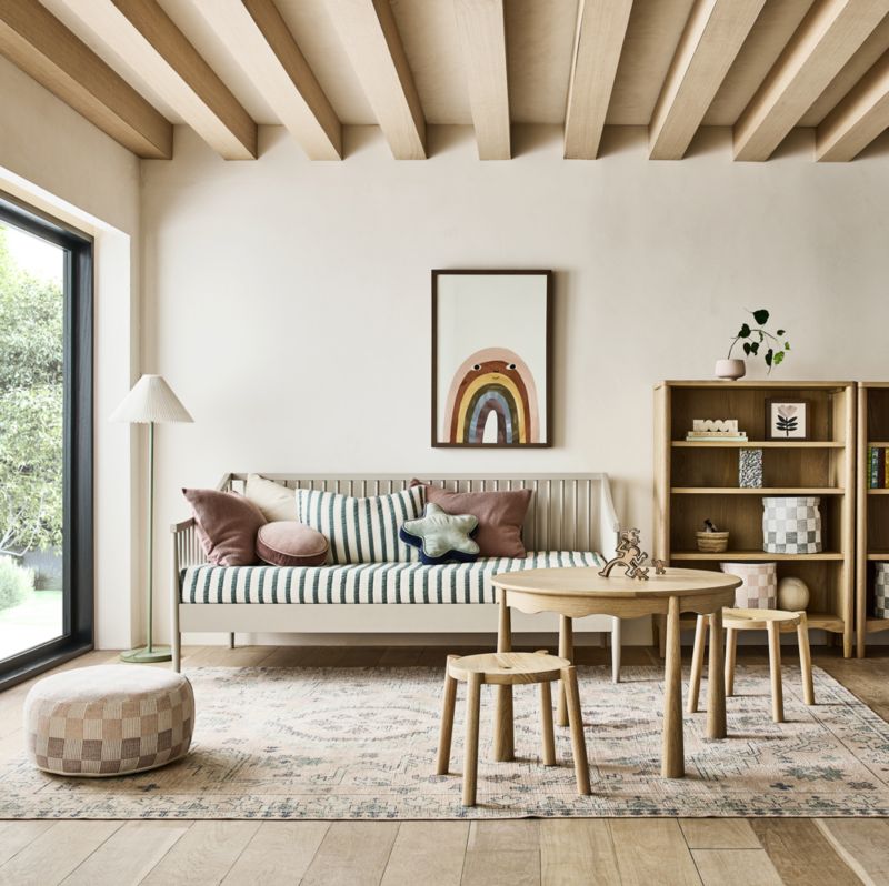 Taie d'oreiller rayée en coton biologique à tissage gaufré pour enfants