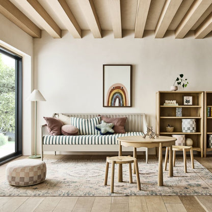 Taie d'oreiller rayée en coton biologique à tissage gaufré pour enfants