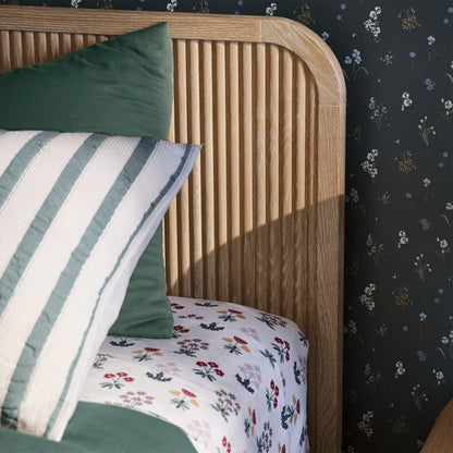 Taie d'oreiller rayée en coton biologique à tissage gaufré pour enfants