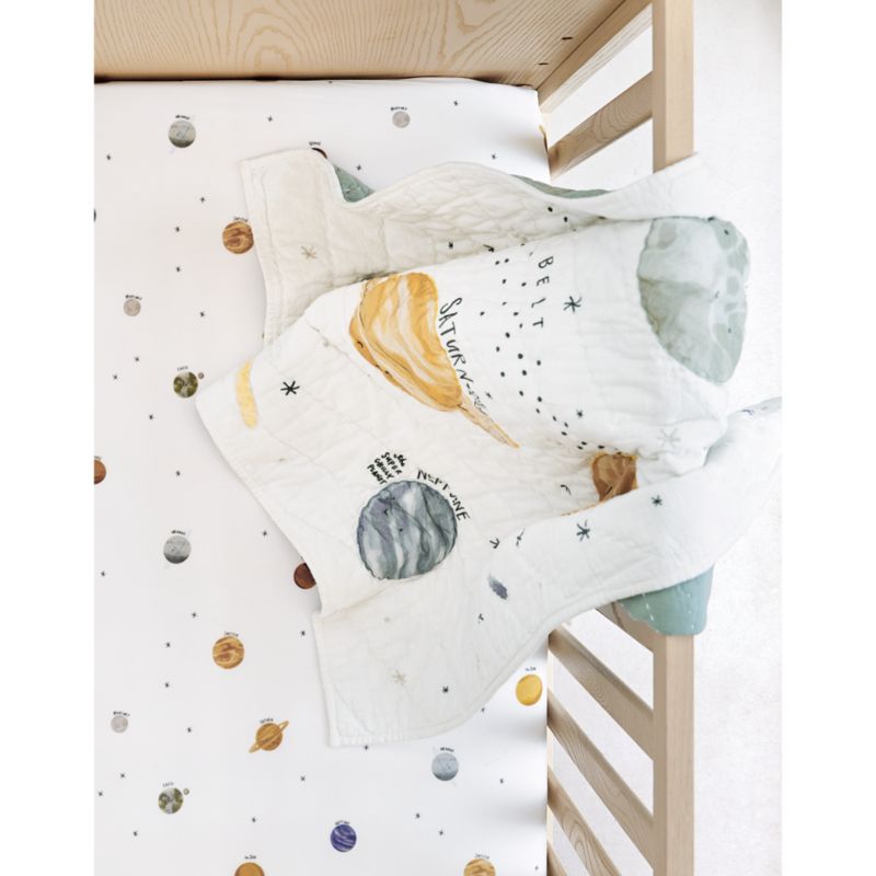 Couverture de berceau en coton biologique sur le thème de l'espace pour bébé