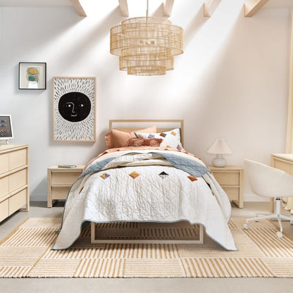 Table de chevet à 2 tiroirs en bois de frêne Gemini pour enfants