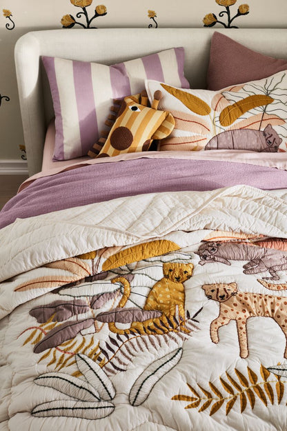 Couette enfant en voile de coton à motif léopard