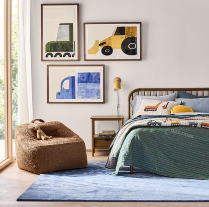 Taie d'oreiller en coton biologique à motif camions modernes pour enfants