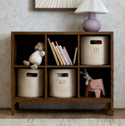 Panier de rangement pour enfants Nella en coton tissé gaufré avec poignées