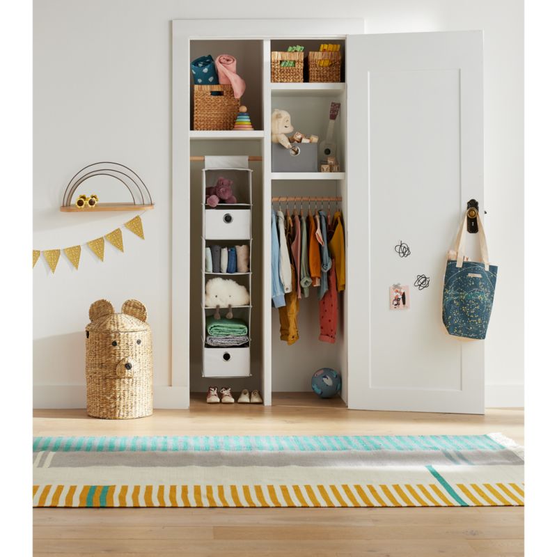 Panier à linge tressé pour enfants avec anses, motif ours.