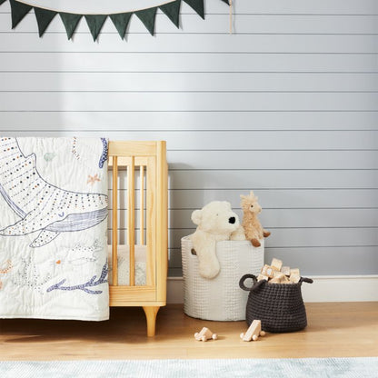 Poubelle de sol pour enfants Nella en coton gaufré avec poignées