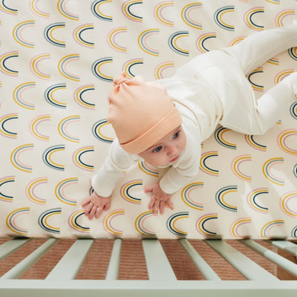 Drap-housse pour berceau Baby Stay Cool Asha Rainbow 100 % coton biologique