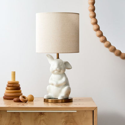 Lampe de table pour enfants en céramique craquelée, motif lapin des bois