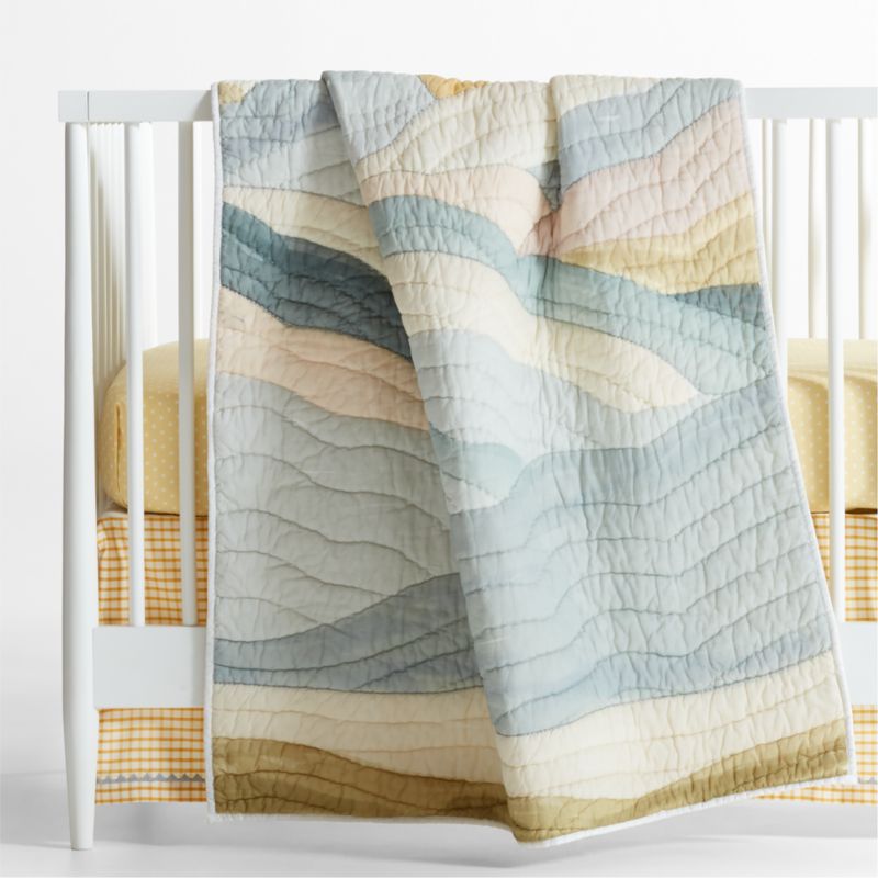 Couverture de berceau en coton biologique matelassée à la main, motif nuage de bébé