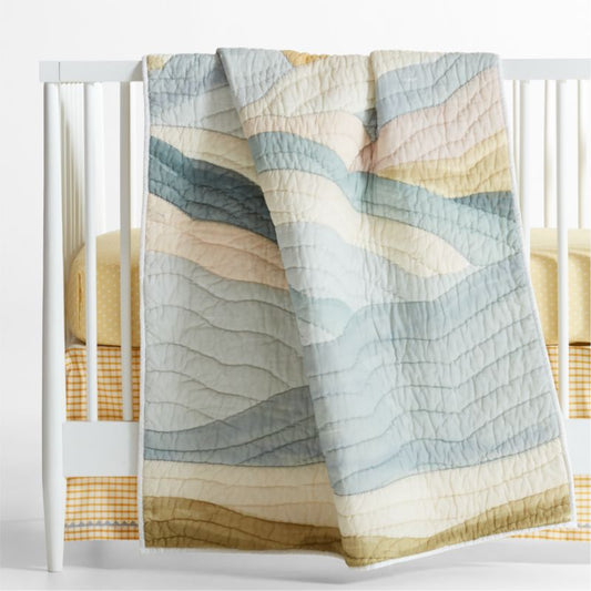 Couverture de berceau en coton biologique matelassée à la main, motif nuage de bébé