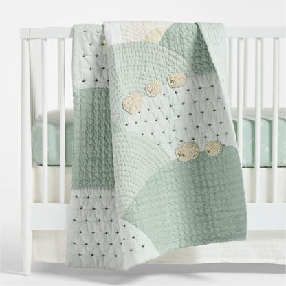 Couverture de berceau en coton biologique avec motif de moutons pour bébé