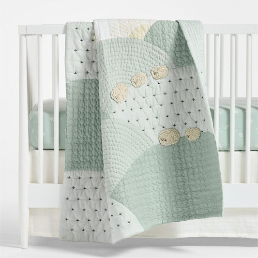 Couverture de berceau en coton biologique avec motif de moutons pour bébé