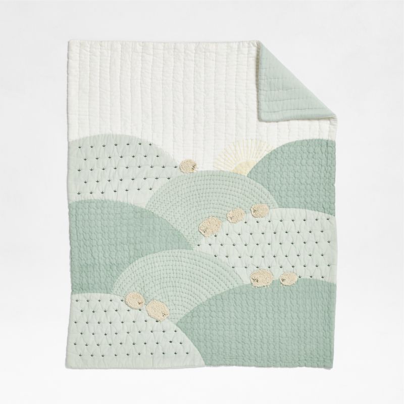 Couverture de berceau en coton biologique avec motif de moutons pour bébé