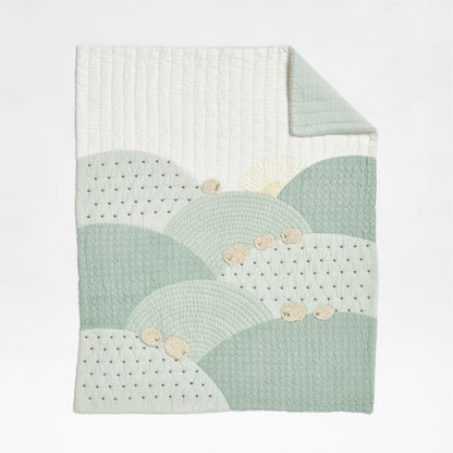 Couverture de berceau en coton biologique avec motif de moutons pour bébé