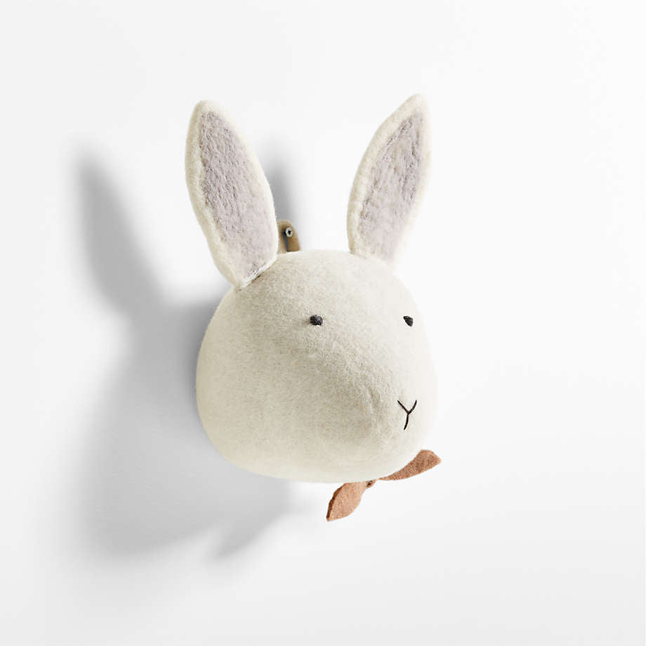 Décoration murale tête d'animal lapin en feutrine pour enfants