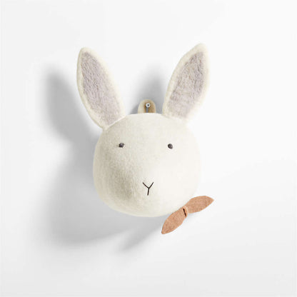 Décoration murale tête d'animal lapin en feutrine pour enfants