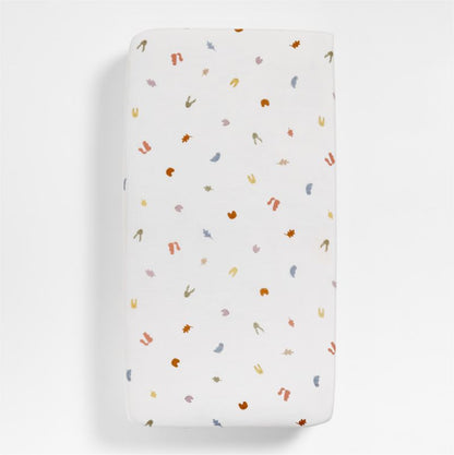 Drap-housse pour berceau en coton biologique ultra-doux à motif animaux de la forêt