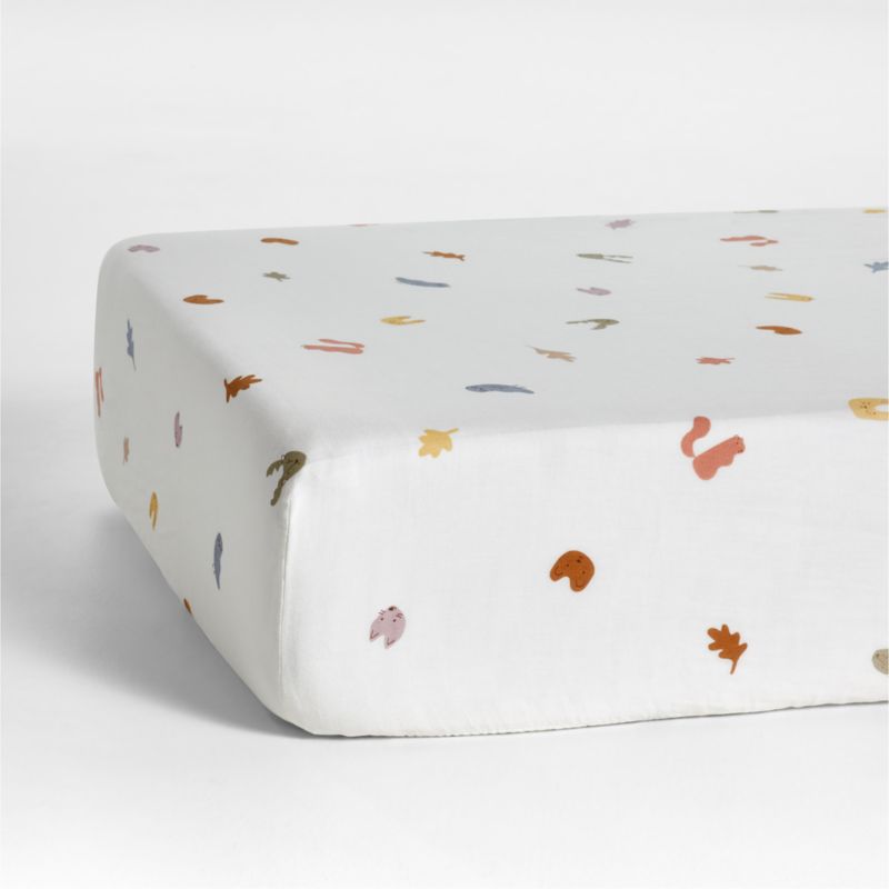 Drap-housse pour berceau en coton biologique ultra-doux à motif animaux de la forêt
