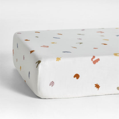Drap-housse pour berceau en coton biologique ultra-doux à motif animaux de la forêt