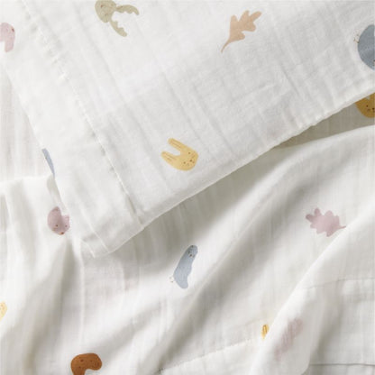 Ensemble de draps en coton biologique ultra-doux pour enfants, motif animaux de la forêt