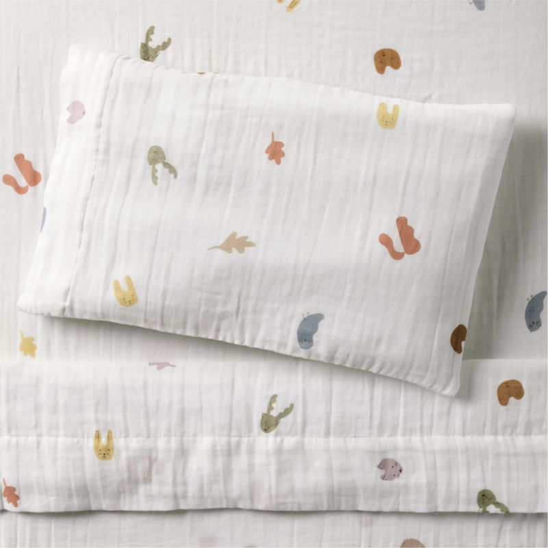 Ensemble de draps en coton biologique ultra-doux pour enfants, motif animaux de la forêt