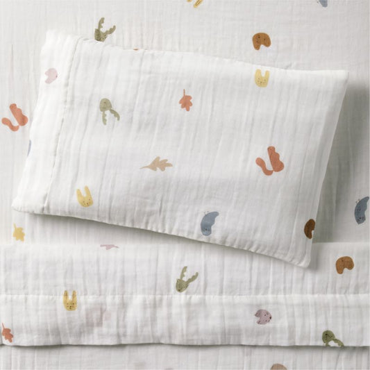 Ensemble de draps en coton biologique ultra-doux pour enfants, motif animaux de la forêt