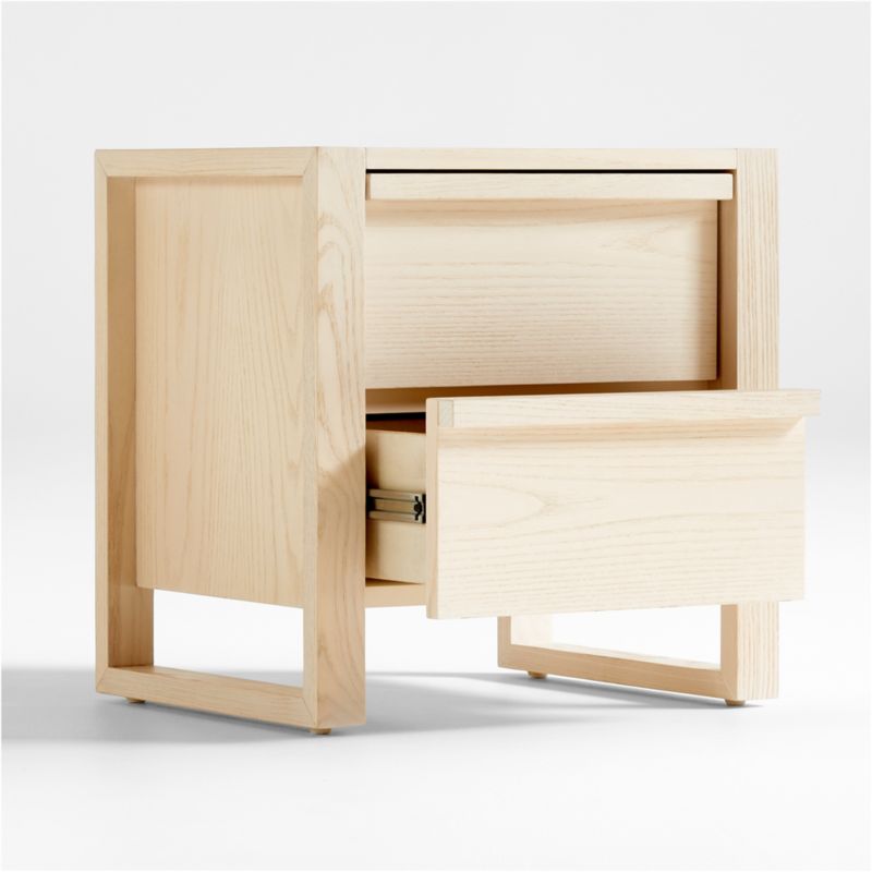 Table de chevet à 2 tiroirs en bois de frêne Gemini pour enfants