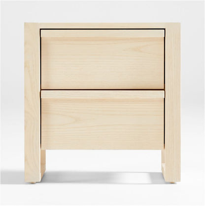 Table de chevet à 2 tiroirs en bois de frêne Gemini pour enfants