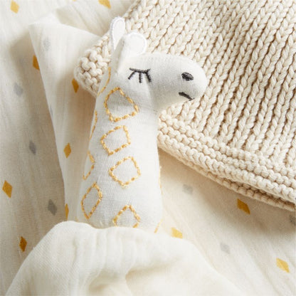 Coffret cadeau de 4 pièces de langes bio pour bébé Girafe