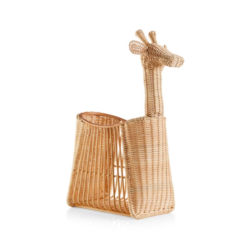 Panier de rangement de sol en rotin girafe pour enfants