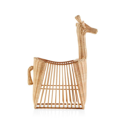 Panier de rangement de sol en rotin girafe pour enfants