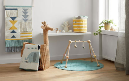 Panier de rangement de sol en rotin girafe pour enfants