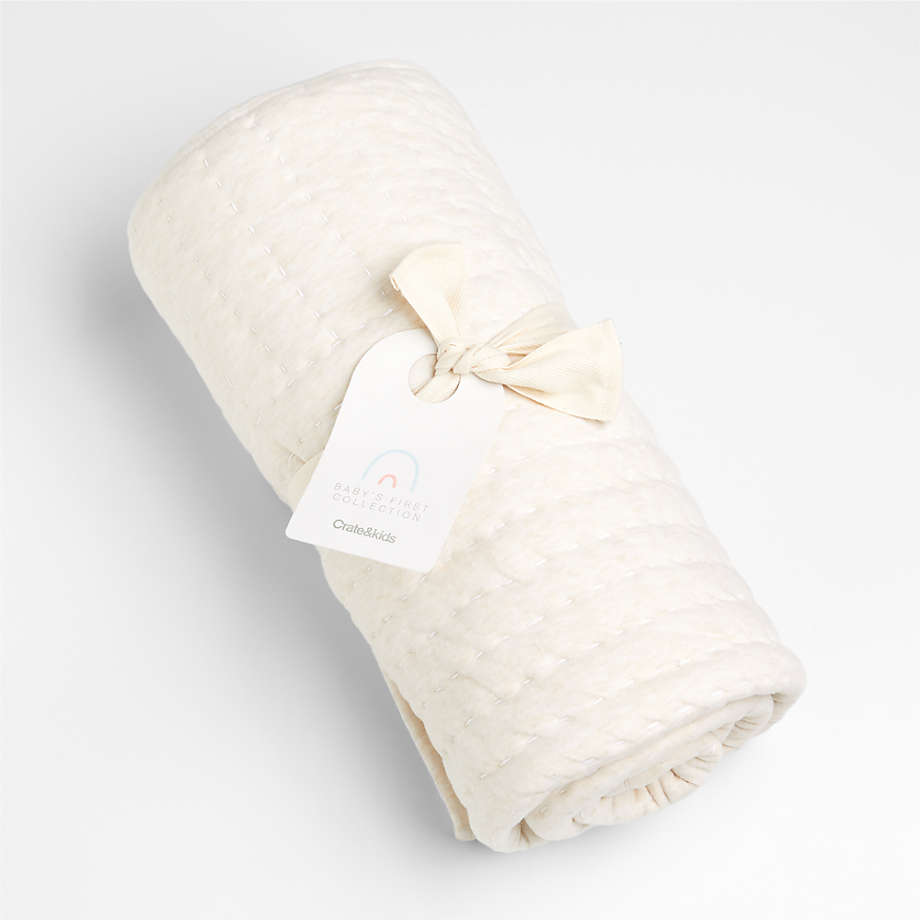 Couverture de berceau en jersey bio « Première fois » pour bébé