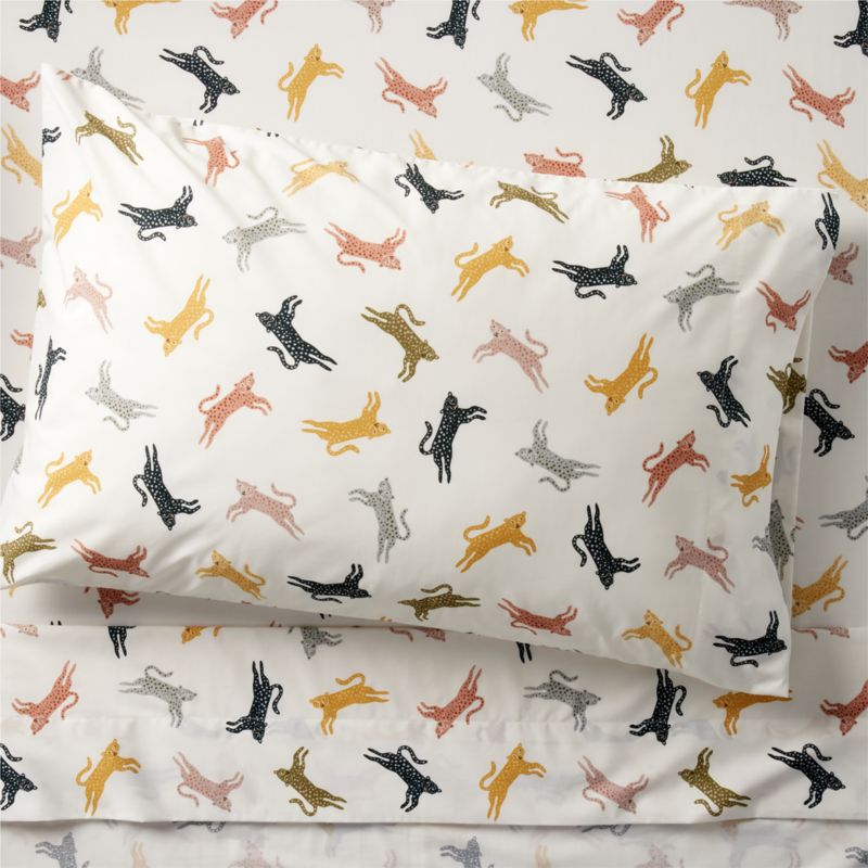 Parure de draps en percale de coton biologique à motif léopard adorable pour enfants