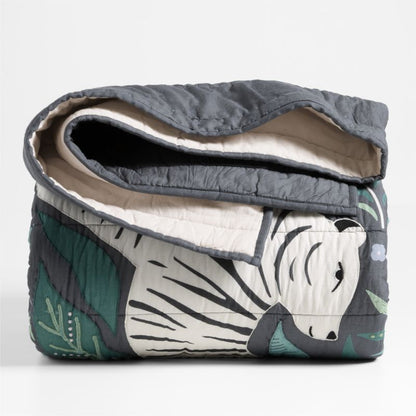 Couette enfant en voile de coton à motif tigre Marrakech Midnight